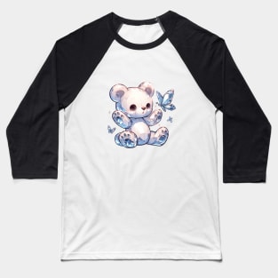 Curious Crystal Bear and Butterfly Baseball T-Shirt